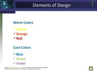 Elements of Design Basic Concepts. Elements of Design The four elements of design are as follows: Color Line Shape Texture.... 