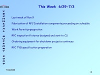 1 7/02/2009 PHENIX WEEKLY PLANNING 7/2/2009 Don Lynch No Meeting this week due to July 4 th holidays. Slides have been updated.... 