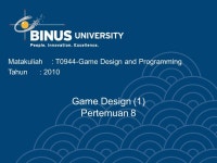 Game Design (1) Pertemuan 8 Matakuliah: T0944-Game Design and Programming Tahun: ppt download
