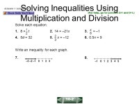 ALGEBRA 1 LESSON 10-2 (For help, go to Lessons 1-4, 1-5, and 2-1.) Complete each statement with. 1.–3 + 4 – –3... 