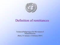 1 Definition of remittances Technical Subgroup on the Movement of Natural Persons (Paris, 31 January -2 February 2005) -  ppt... 