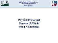 Customer Board Meeting March 20, 2014 United States Department of Agriculture Office of the Chief Financial Officer National... 