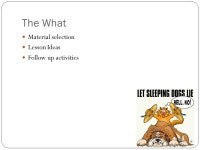 TEFL TABOOS CONTINUED DON’T LET SLEEPING DOGS LIE. -  ppt download