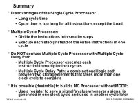CPE 442 multipath..1 Intro. to Computer Architecture CpE 242 Computer Architecture and Engineering Designing a Multiple Cycle... 
