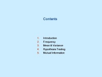 Collocation 발표자 : 이도관. Contents 1.Introduction 2.Frequency 3.Mean & Variance 4.Hypothesis Testing 5.Mutual Information.... 