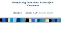 Strengthening Instructional Leadership in Mathematics Principals – January 8, :00AM – 12:00PM. -  ppt download