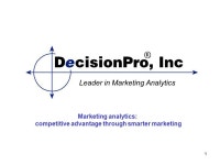 1 Leader in Marketing Analytics Marketing analytics: competitive advantage through smarter marketing. -  ppt download