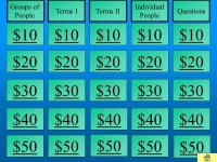 Wild, Wild West Wild, Wild West $10 $20 $30 $40 $50 $20 $30 $40 $50 $30 $20 $40 $50 $20 $30 $40 $50 $20 $30 $40 $50 Terms ITerms... 