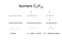 Isomers of C 4 H 10 C – C – C – C CH 3 CH 2 CH 2 CH 3 Butane C C – C – C CH 3 CH (CH 3 ) CH 3 2 – methyl - propane.... 