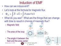 Jaehoon Yu 1 PHYS 1444 – Section 501 Lecture #18 Monday, Apr. 10, 2006 Dr. Jaehoon Yu Induced EMF and. -  ppt download