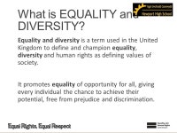 Equality and Diversity DIFFERENCE AND RESPECT. Freedom to be... We are very lucky that we have freedom. Freedom gives us the... 
