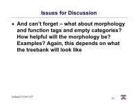 Iceland 5/30-6/1/07 1 Parsing with Morphological Information for Treebank Construction Seth Kulick University of Pennsylvania.... 