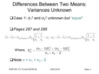 EGR 252 Ch. 9 Lecture2 9th ed. MDH 2015 Slide 1 Estimating the Difference Between Two Means  Given two independent random samples... 