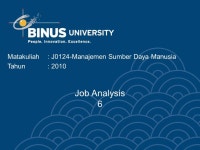 Job Analysis 6 Matakuliah: J0124-Manajemen Sumber Daya Manusia Tahun : ppt download