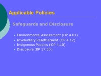 The World Bank Safeguards and Disability Issues: What Changes with the Convention? February 24, 2009 Alberto Ninio Environmental... 