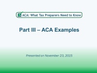 Part III – ACA Examples Presented on November 23, ppt download