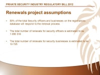 Tittle Goes here… Estimate costs Private Security Industry Regulation Bill, November 2012 Estimate costs Private Security... 