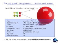 Now Detector commissioning Calibrations Early physics SUSY Complex SM Early tops Preparing for first physics at the LHC Ivo van... 