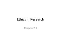 Ethics in Research Chapter 2.1. What are ethics? Ethics – the standards set for proper and responsible behavior. -  ppt download