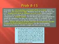 Determine the cost to purchase and install all the 2 x 4 studs listed in Prob The wall is 8’-0” high. Windows are 4’-0”... 