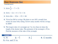 3-3 HW: Pg #10-50eoe,65, & Quiz 1 Pg. 152 # ) no14.) yes18.) x=12 22.) x= ) x=-330.) x=1 1/2 34.) x=15 38.) x=-1 42.) The left... 