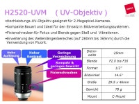 UV-Objektive H2520-UVM, B2528-UV, B7838-UV CCTV-OBJEKTIVE. -  ppt download