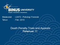 Pertemuan 11 Death Penalty Trials and Appeals Pertemuan 11 Matakuliah: L Psikologi Forensik Tahun: Feb ppt download