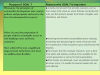  The eight Millennium Development Goals  Their purpose  Reasons why they are important  Evaluate the progress towards the... 