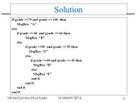 1 VB-04-Control Structures 16 March 2016 Visual Basic Control Structures - Selection. -  ppt download