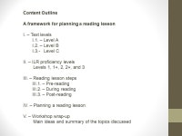 Learning Transfer Final Project A Framework for Planning a Reading Lesson. -  ppt download