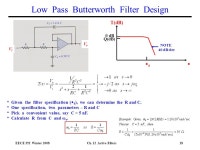 EECE 352 Winter 2008Ch. 12 Active Filters1 Active Filters *Based on use of amplifiers to achieve filter function *Frequently use... 