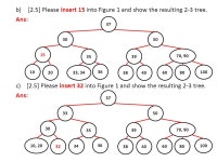 1.[10] Suppose we have 14 integers: 10, 100, 30, 130, 80, 50, 140, 20, 60, 70, 120, 40, 90, 110. Please create a 2-3 tree by... 
