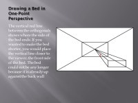 Drawing a Bed in One-Point Perspective The red lines show the height and width of the bed. The vertical red line shows the side... 