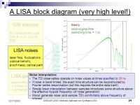 Synthetic LISA simulating time-delay interferometry in a model LISA (presenting) Michele Vallisneri (in absentia) John W.... 