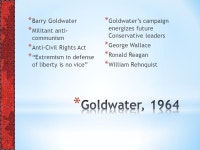 * The Stormy Sixties, 1960– * In 1960, young, energetic John F. Kennedy was elected as president of the United States—the... 