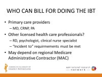 Medicare IBT (Intensive Behavior Therapy) for Obesity and a Potential Clinical Trial Involving Nutrisystem Adam Gilden Tsai, MD... 