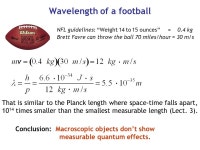 Calculating particle properties of a wave Ch. 12 A light wave consists of particles (photons): The energy E of the particle is... 