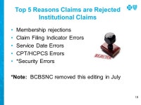 An independent licensee of the Blue Cross and Blue Shield Association. U7430b, 2/11 North Carolina Health Insurance Institute... 