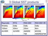 AQUA AMSR-E MODIS POES AVHRR TRMM TMI ENVISAT AATSR Multi-satellite, multi-sensor data fusion: global daily 9 km SSTs from MODIS... 