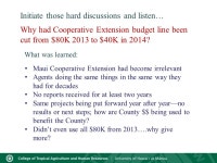 Advocating for $$$$ To Support Extension Programs A Case-Study from Maui County Cindy Reeves, PhD, MPH Maui County Administrator... 