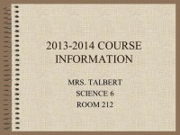 COURSE INFORMATION MRS. TALBERT SCIENCE 6 ROOM ppt download