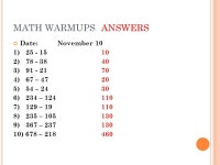M ATH W ARM UPS 7 Mr Hamm November MATH WARMUPS Date:November 7 1) ) ) ) ) ) ) ) -  ppt download