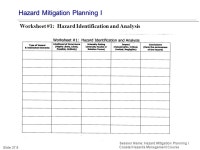 Hazard Mitigation Planning I Session Name: Hazard Mitigation Planning I Coastal Hazards Management Course Signed by the President... 