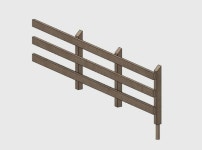 Wood Rail Fence - 3R (2 ea.) (JGWT55VEN) by lanmanbob Wood Rail Fence - 3R (2 ea.) by lanmanbob on Shapeways