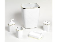 Carnation Home Fashions PBS-21 5 Piece Plastic Bath Accessory Set In White/Gold - Newegg.com Carnation Home Fashions PBS-21 5... 