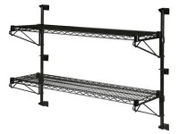 18 Deep x 48 Wide x 14 High Adjustable 2 Tier Black Wall Mount Shelving Kit - Newegg.com 18" Deep x 48" Wide x 14"... 