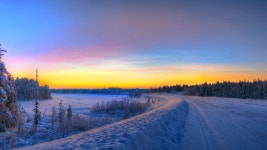 ID:780157 - Wallpaper Abyss  Sunset over Winter Road HD Wallpaper | Background Image | 1920x1080 | ID:780157