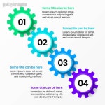 Infographic template. 5 circles with icons connected to a gear (1461125119) - 게티이미지뱅크