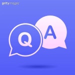 A set of three-dimensional 3d icons in the style of cut paper. Answers to questions, FAQ, support help, chat on a blue background... 