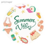 Vibrant summer themed illustration with playful elements .Vector (2205551682) 일러스트, 무료 일러스트 - 게티이미지뱅크